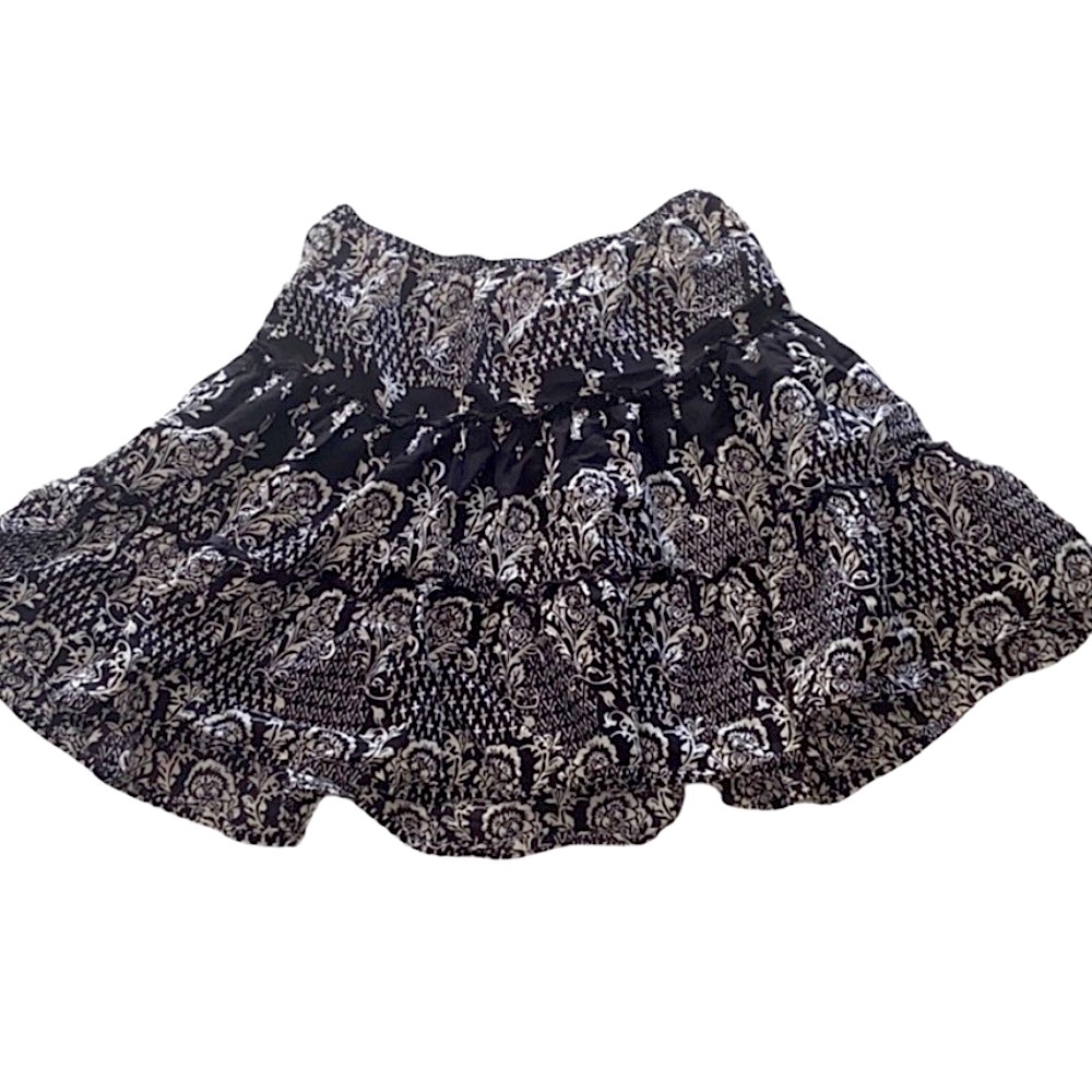 Andrew & Co Skirt Brown Tan Floral Design Size S